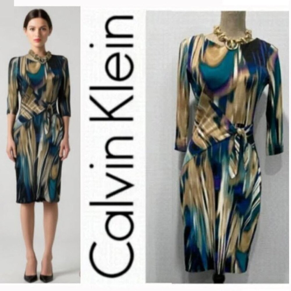 Calvin Klein Abstract Long Sleeve Dress Size 4​​
